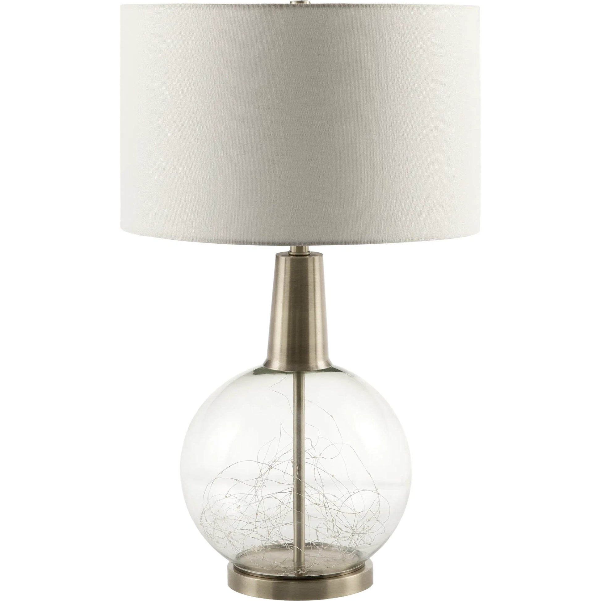Mittag Accent Table Lamp by Livabliss in plated, translucent. Made from glass, iron, linen, polyester in a modern style.