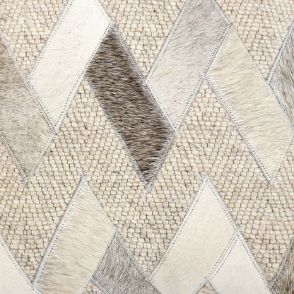 Cowhide Decorative Throw Pillow by Pasargad Home in ivory. Made from cowhide in a modern style.