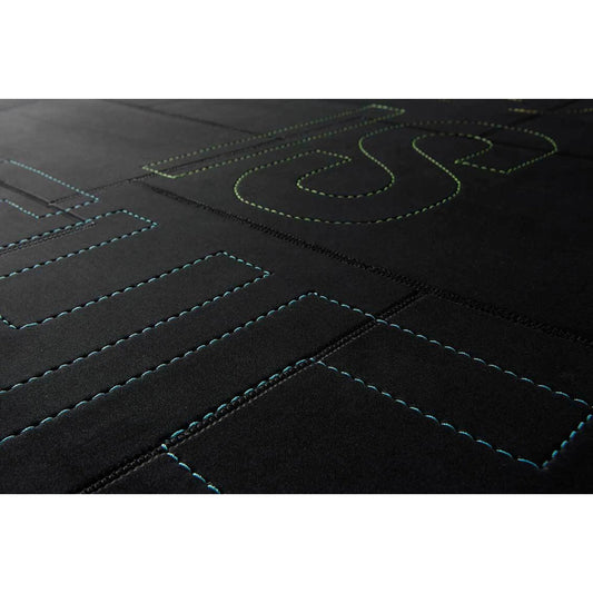 Metal Rug - 1870 by Surya in black, purple, yellow, aqua, green. Made from 70% rubber, 15% felted wool, 12% metal, 3% polyester in a unique style.