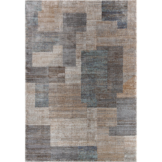 001 SI-2053054,SI-2053055,SI-2053057 | Additional Silo | Montana Rug - 494863 by Livabliss in ivory, tan, gray, black, dark blue, pale blue. Made from face: 85% polypropylene, 15% polyester, warp: 100% jute in a unique style.
