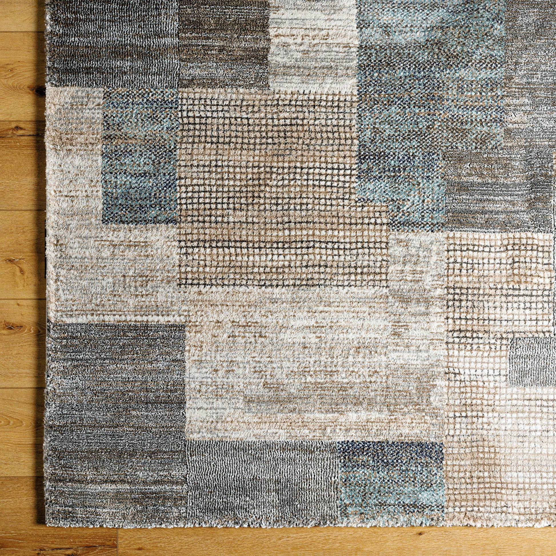 Montana Rug - 494863 by Livabliss in ivory, tan, gray, black, dark blue, pale blue. Made from face: 85% polypropylene, 15% polyester, warp: 100% jute in a unique style.