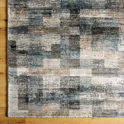 Montana Rug - 494870 by Livabliss in gray, tan, ivory, black, dark blue, pale blue. Made from face: 85% polypropylene, 15% polyester, warp: 100% jute in a unique style.