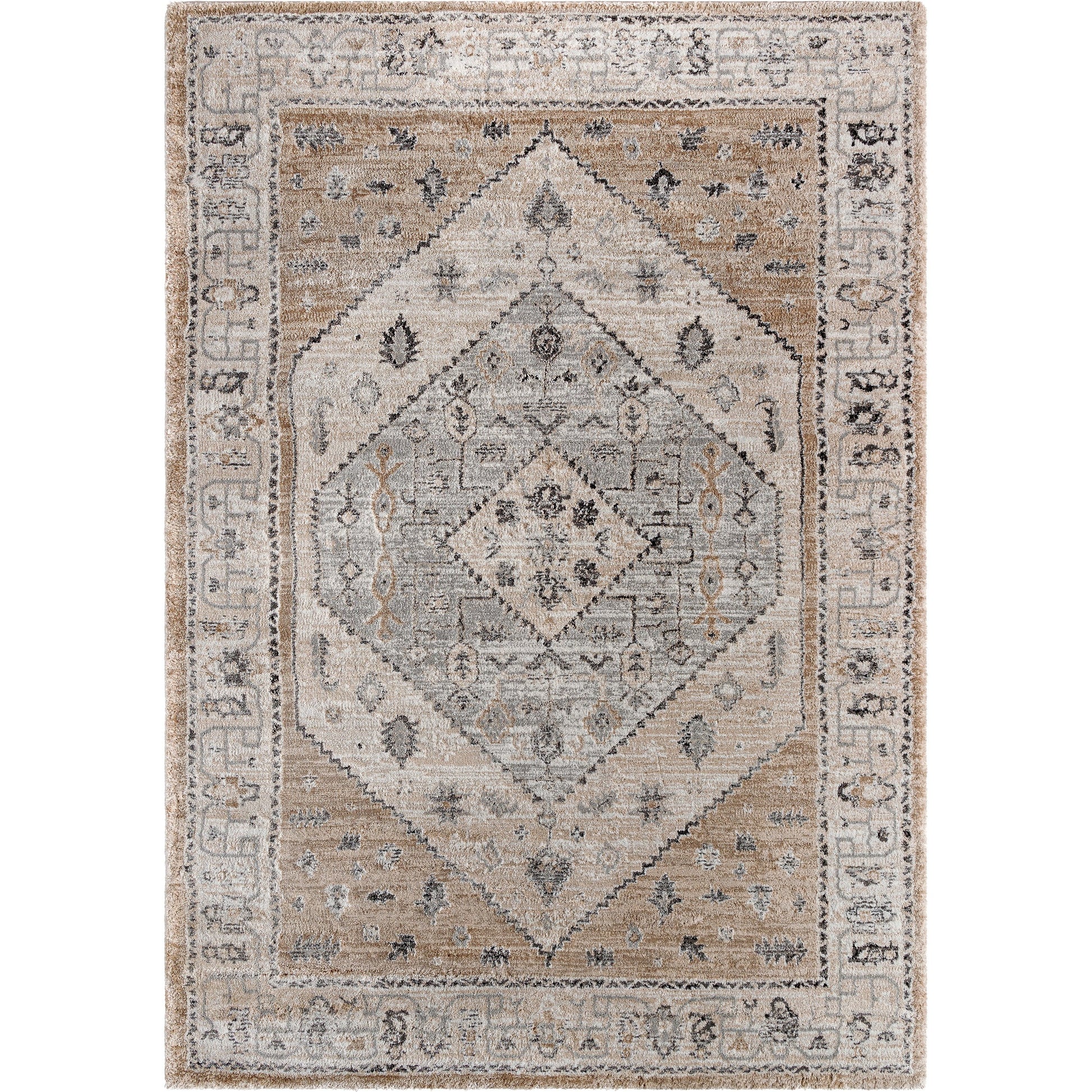 Montana Rug - 494877 by Livabliss in tan, ivory, gray, black. Made from face: 85% polypropylene, 15% polyester, warp: 100% jute in a unique style.