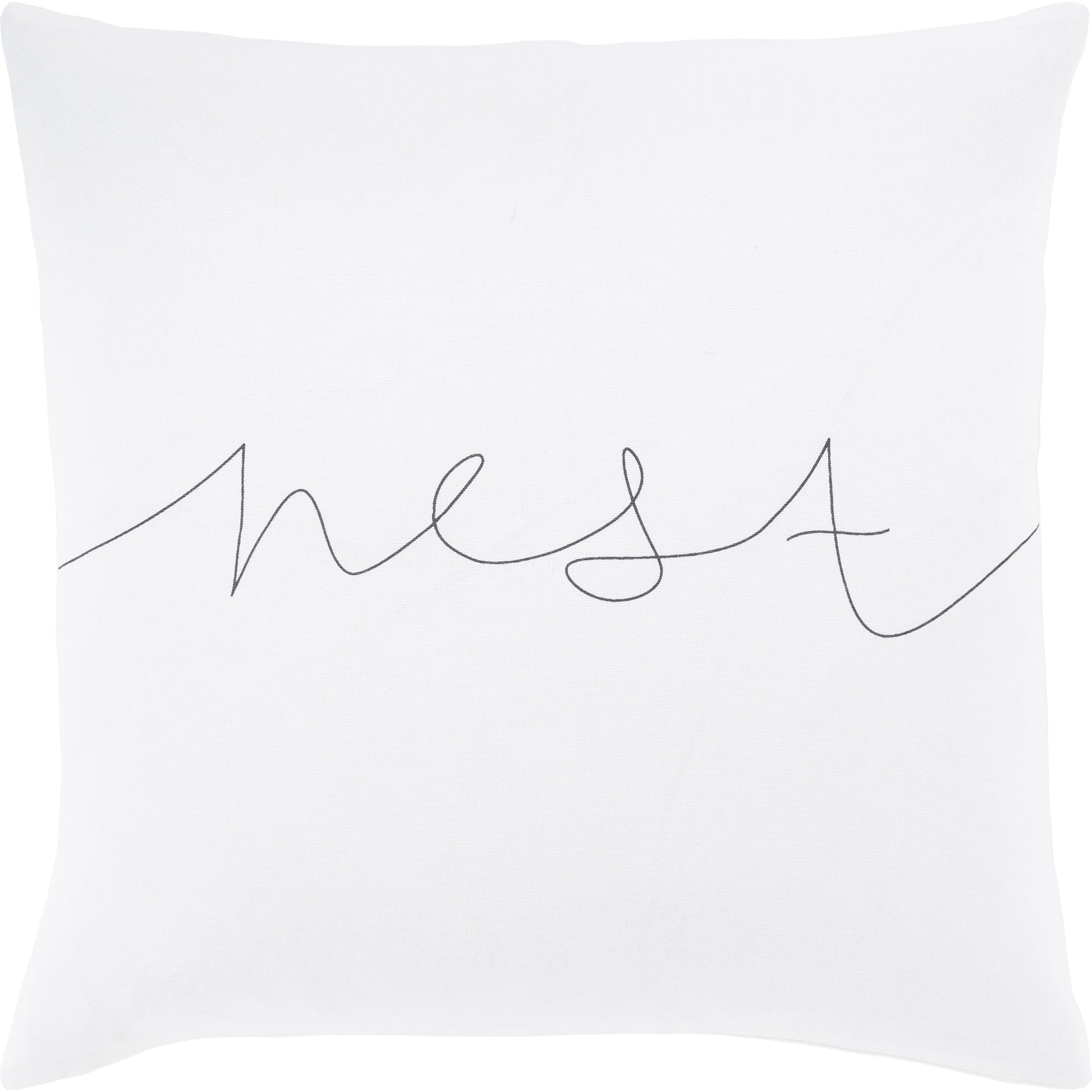 Motto Pillow - 14297 by Surya in light blue, off-white. Made from 100% cotton in a modern style.