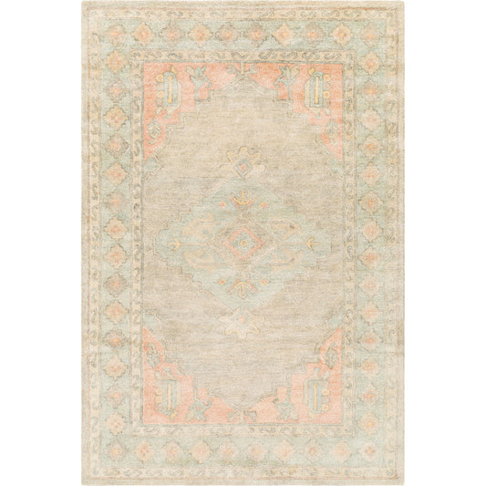 Malatya Rug - 29560 by Surya in dusty sage, sage, light sage, dusty coral, beige. Made from 70% wool, 30% viscose in a unique style.