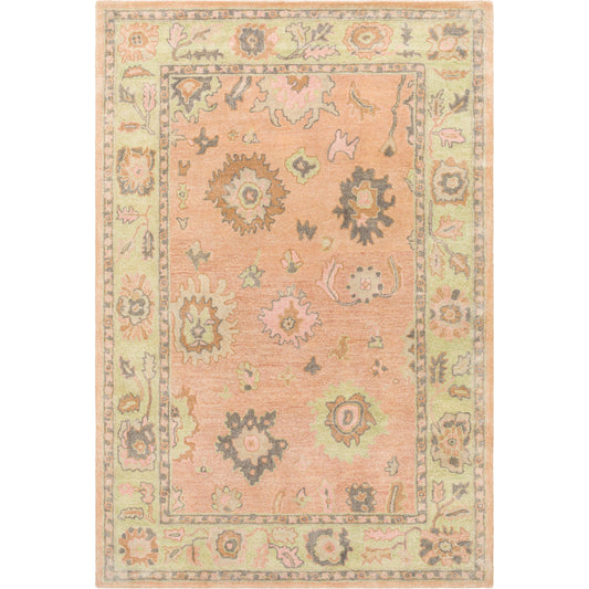 Malatya Rug - 29561 by Surya in dusty coral, light olive, gray. Made from 70% wool, 30% viscose in a unique style.