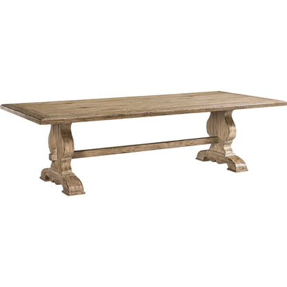 124" Sagehill Rectangular Trestle Table by Jonathan Charles in timberon grey oak. Made from oak in a traditional style.