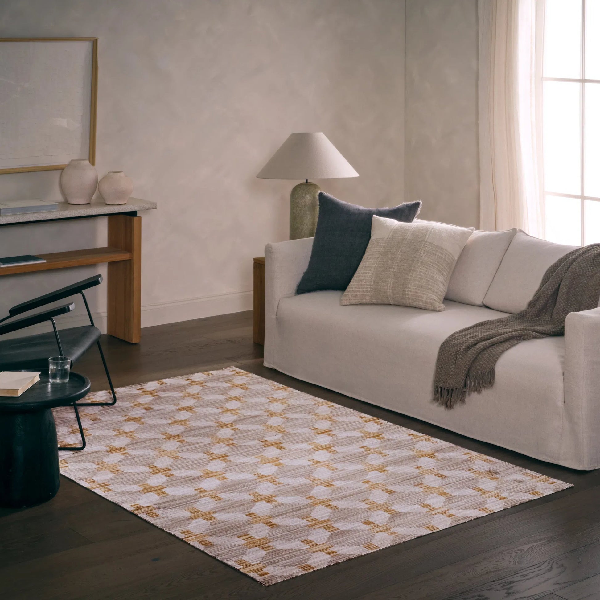 Muted Mosaic MUM01 Indoor/Outdoor Rug by Jaipur Living in gray, yellow, gold. Made from 100% polyester in a unique style.