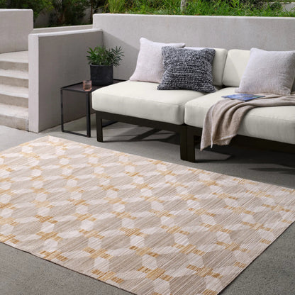 Muted Mosaic MUM01 Indoor/Outdoor Rug by Jaipur Living in gray, yellow, gold. Made from 100% polyester in a unique style.