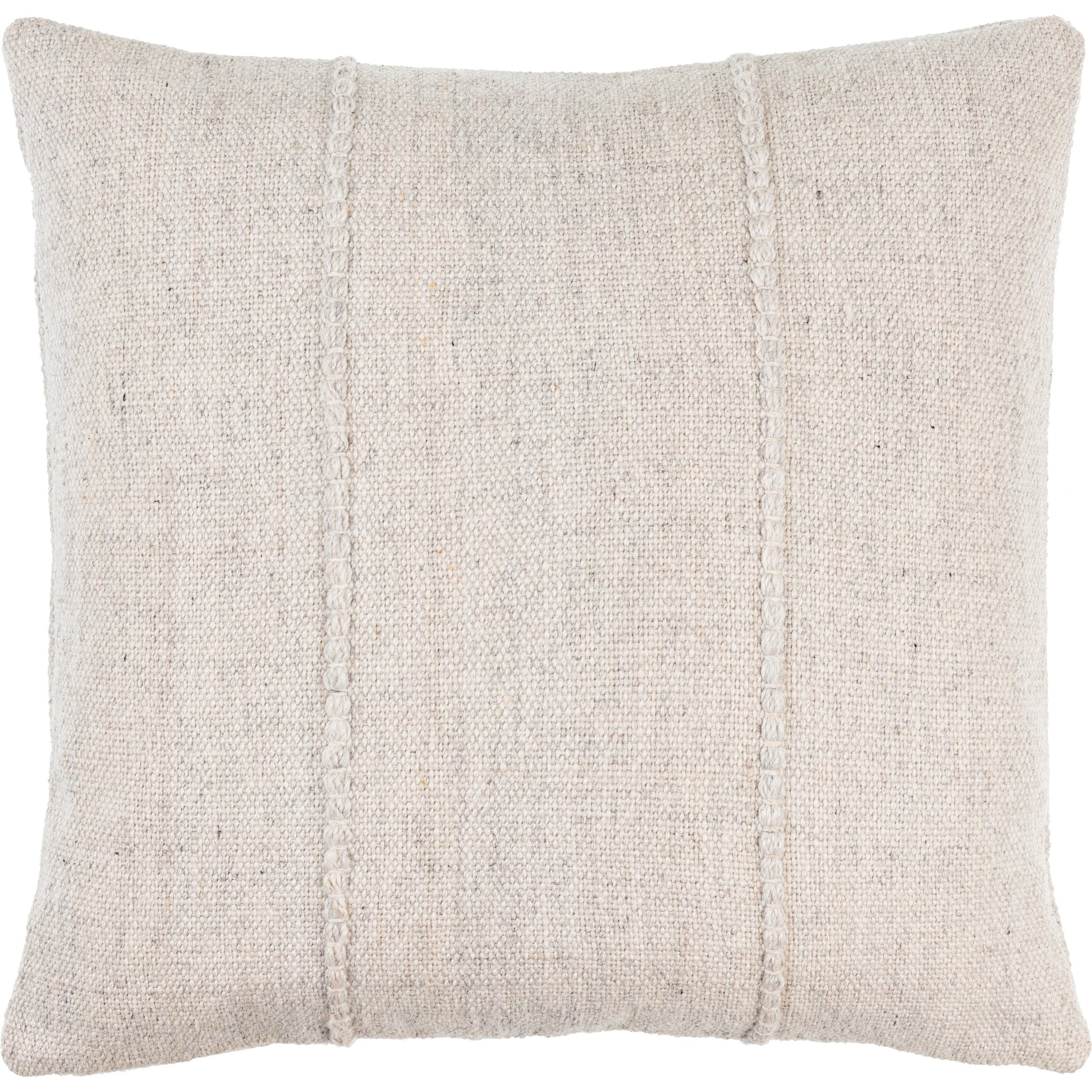 Mudcloth Indoor/Outdoor Pillow by Surya in ivory, cream, light beige. Made from front: 100% recycled pet yarn, back: 100% recycled pet yarn in a modern style.