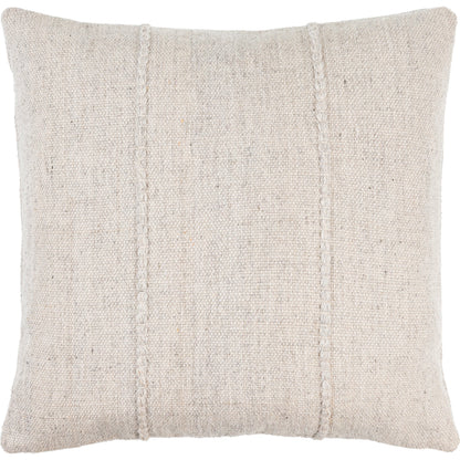 Mudcloth Indoor/Outdoor Pillow by Surya in ivory, cream, light beige. Made from front: 100% recycled pet yarn, back: 100% recycled pet yarn in a modern style.