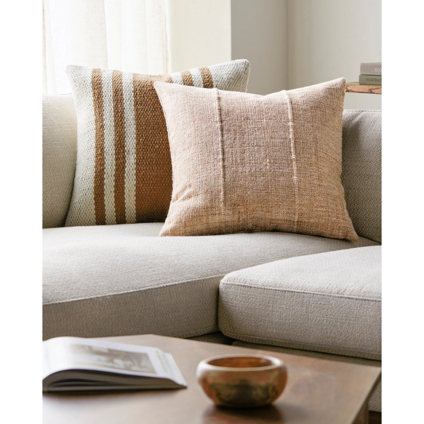 008 SI-2053976,SI-2053977,SI-2053979,SI-2053980 | Lifestyle | Mudcloth Indoor/Outdoor Pillow by Surya. Made from front: 100% recycled pet yarn, back: 100% recycled pet yarn in a cottage & farmhouse style.
