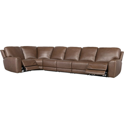Torres 6 Piece Sectional by Hooker Furniture in sorrento mocha. Made from leather, sorrento mocha (semi-aniline top grain with splits) in a traditional style.