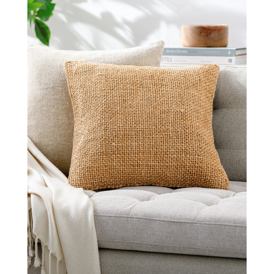 Meerut Pillow - 479603 by Surya in beige, sand, wheat. Made from front: 100% jute, back: 100% jute in a modern style.