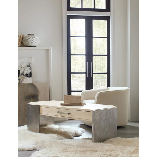 Melange Silverfrost Cocktail Table by Hooker Furniture in light wood and light wood, silver. Made from unique in a modern style.