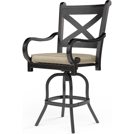 Monterey Outdoor Counter Stool in Linen Stone w/ Selt Welt by Sunset West in coppers. Made from aluminum in a unique style.