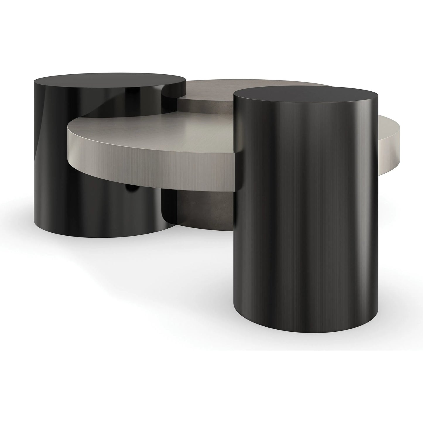 004 SI-2162965 | Additional Silo | Constellation Cocktail Table by Caracole in black and silver burst, piano black, twilight frost, brushed tungsten. Made from birch, metal in a modern style.