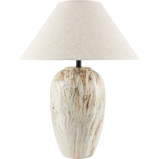 Coral Bay Accent Table Lamp by Surya in wheat, black, brown, translucent, white, metallic nickel and glazed, painted. Made from ceramic, linen, plastic, resin in a unique style.