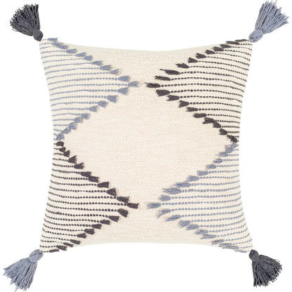 Midvale Pillow - 35934 by Surya in ivory, denim, ink blue. Made from front: 100% cotton, back: 100% cotton in a modern style.