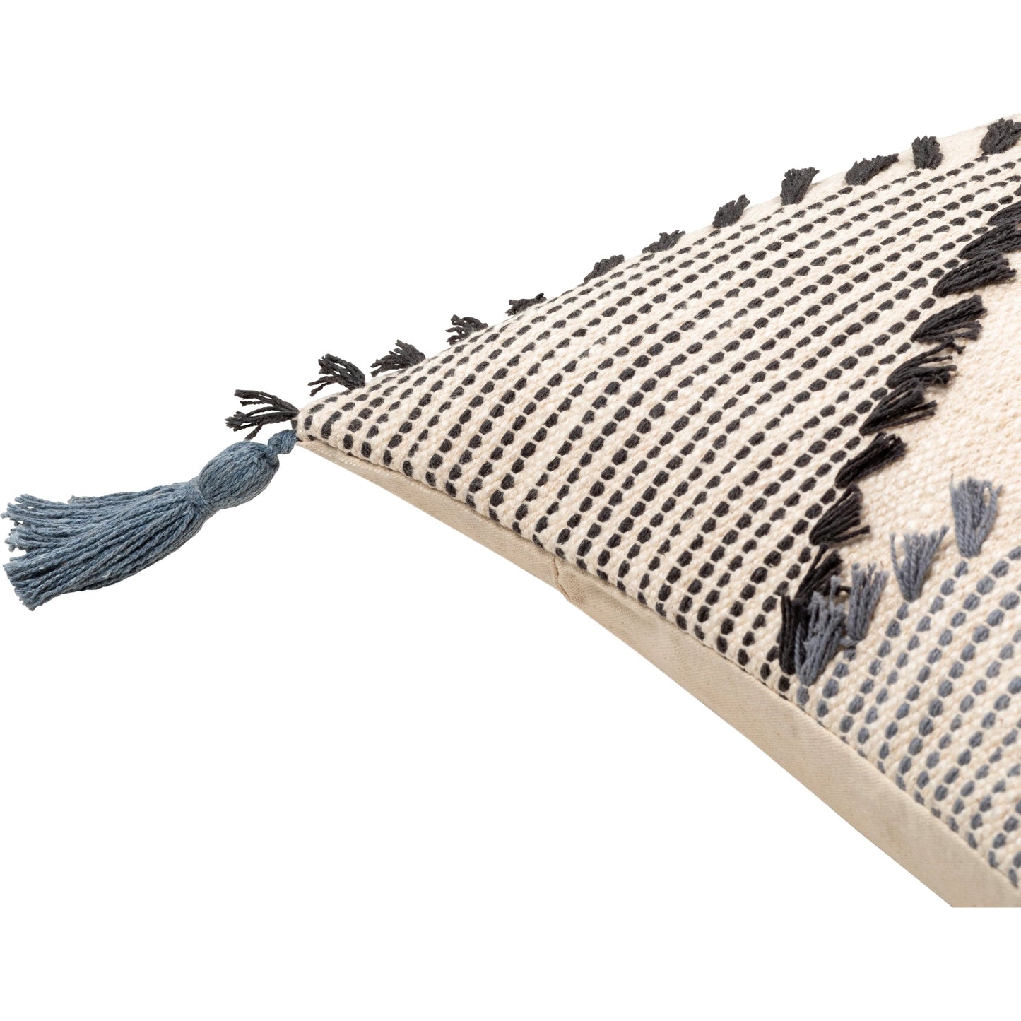 003 SI-1915215,SI-1915216 | Closeup | Midvale Pillow - 35934 by Surya in ivory, denim, ink blue. Made from front: 100% cotton, back: 100% cotton in a modern style.