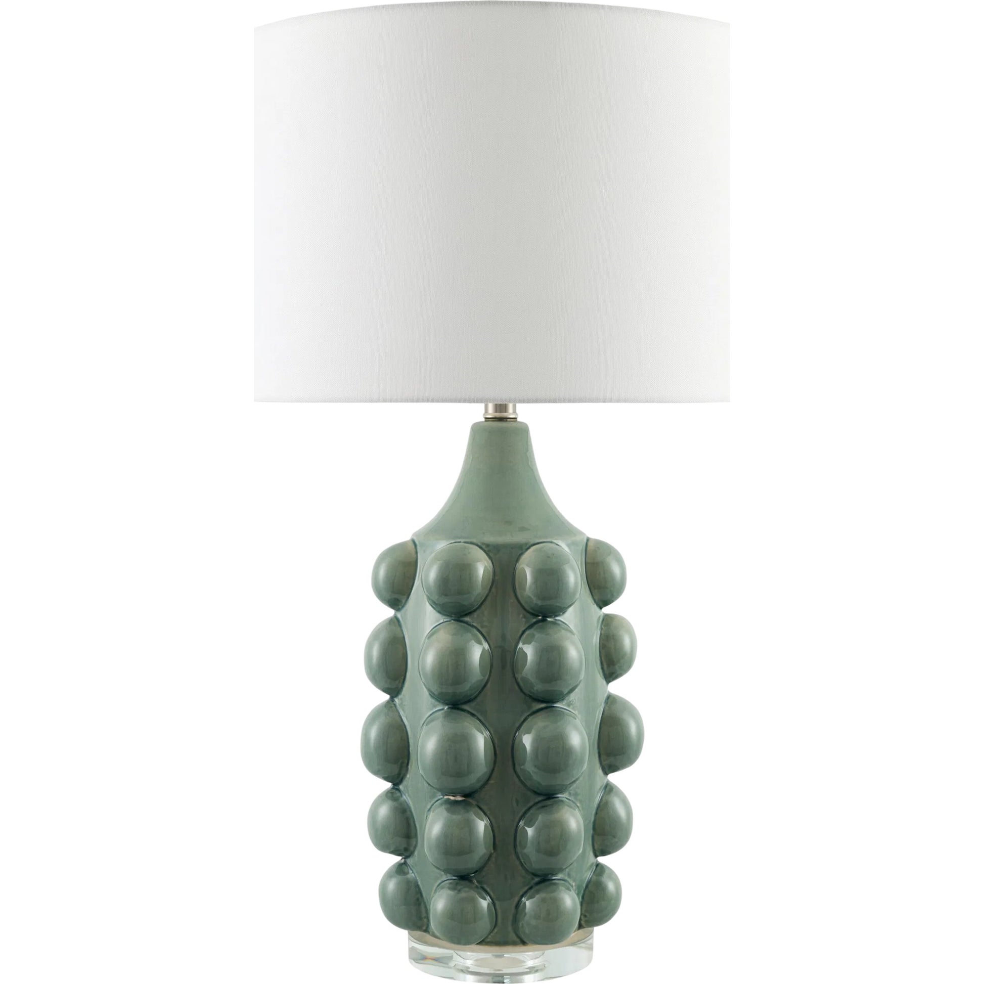 Island Bubbles Accent Table Lamp by Surya in glazed, translucent. Made from ceramic, crystal, linen, polyester in a unique style.