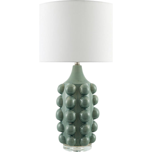 Island Bubbles Accent Table Lamp by Surya in glazed, translucent. Made from ceramic, crystal, linen, polyester in a unique style.