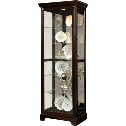 Two Way Sliding Door Curio Cabinet in Cherry Brown by Pulaski Furniture in dark cherry brown. Made from select hardwoods, primavera veneers, manufactured wood, fabric in a traditional style.