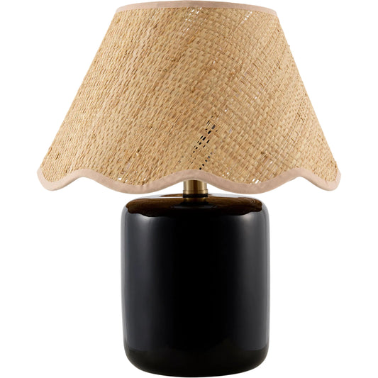 Marivela Accent Table Lamp by Livabliss in glazed. Made from ceramic, seagrass, polyester in a unique style.
