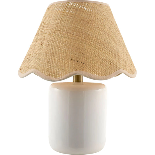 Marivela Accent Table Lamp by Livabliss in glazed. Made from ceramic, seagrass, polyester in a unique style.