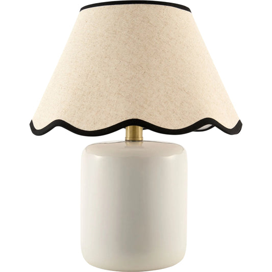Marivela Accent Table Lamp by Livabliss in glazed. Made from ceramic, linen, polyester in a unique style.