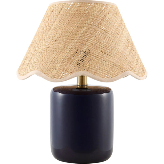 Marivela Accent Table Lamp by Livabliss in glazed. Made from ceramic, seagrass, polyester in a unique style.