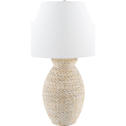 Paradise Bay Accent Table Lamp by Surya in painted, electroplated. Made from rattan, linen, plastic, iron in a unique style.