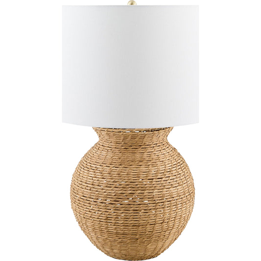 Paradise Bay Accent Table Lamp by Surya in painted, electroplated. Made from rattan, linen, plastic, iron in a unique style.