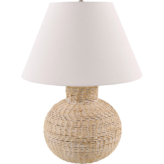 Paradise Bay Accent Table Lamp by Surya in painted, electroplated. Made from rattan, linen, plastic, iron in a unique style.