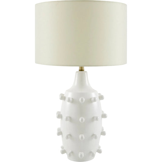 Seashell Pearl Accent Table Lamp by Surya in white and glazed, plated. Made from ceramic, linen, polyester, iron in a unique style.