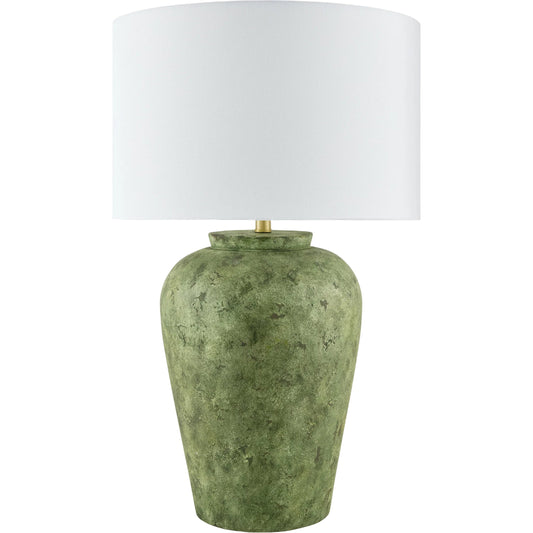 Sea Moss Accent Table Lamp by Surya in green and painted, plated. Made from ceramic, linen, polyester, iron in a unique style.