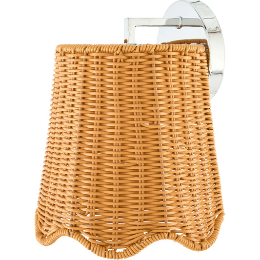 Movita Wall Sconce by Surya in metallic silver, brown and electroplated. Made from iron, plastic, rattan in a unique style.
