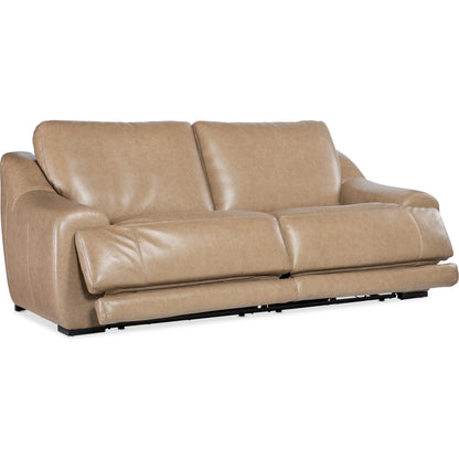 Wayward Power Sofa with Power Headrest by Hooker Furniture in brown and dark wood. Made from unique in a traditional style.