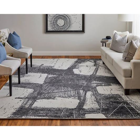 Coda Rug - 8927F by Feizy in black, white. Made from wool, viscose in a unique style.