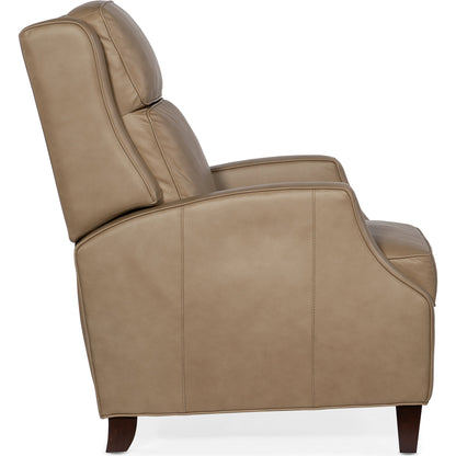 Tricia Manual Push Back Recliner by Hooker Furniture in aspen lenado. Made from leather, aspen lenado (finished top grain) in a traditional style.