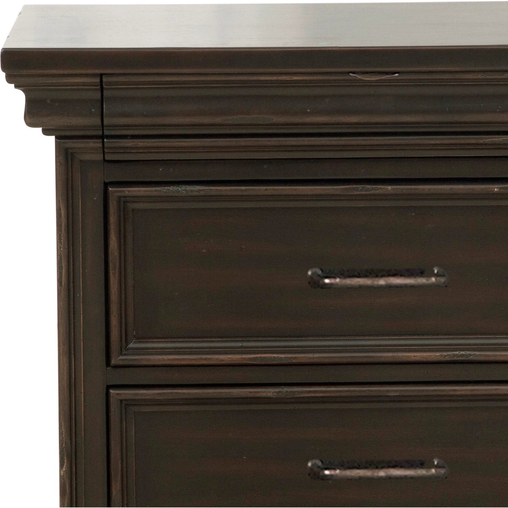 Caldwell Nightstand by Pulaski Furniture in deep brown. Made from acacia veneers in a traditional style.