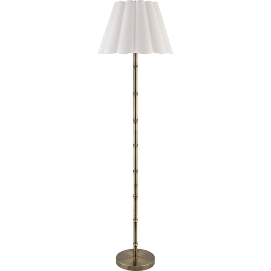 Medowie Accent Floor Lamp by Surya in metallic brass. Made from iron, linen, polyester in a unique style.
