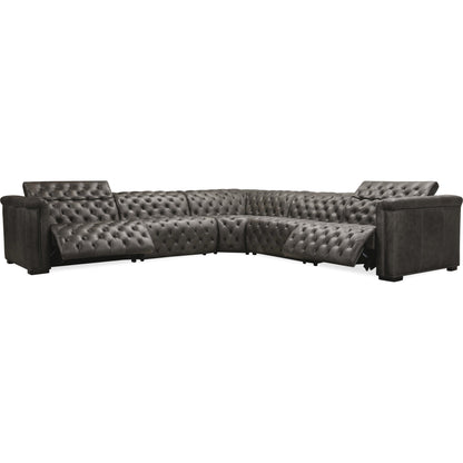 Savion Grandier 5 Piece Sectional by Hooker Furniture. Made from leather in a modern style.