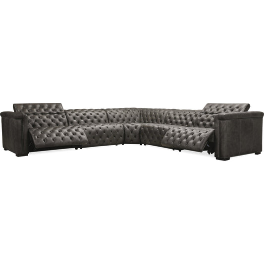 Savion Grandier 5 Piece Sectional by Hooker Furniture. Made from leather in a modern style.