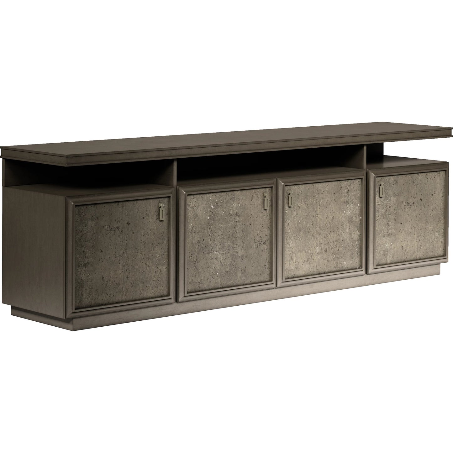 000 SI-2334437 | Primary Silo | Cove Entertainment Console by A.R.T. Furniture in grey and mica. Made from rubberwood solids, primavera veneers, metal, cork in a traditional style.