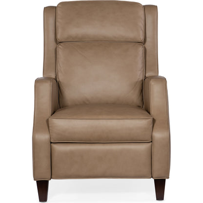 Tricia Manual Push Back Recliner by Hooker Furniture in aspen lenado. Made from leather, aspen lenado (finished top grain) in a traditional style.