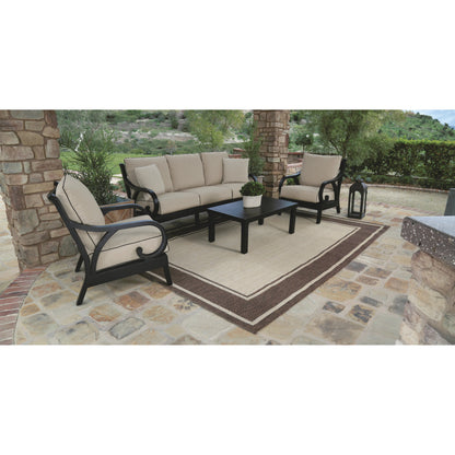 Monterey Outdoor Coffee Table by Sunset West in copper. Made from aluminum in a modern style.