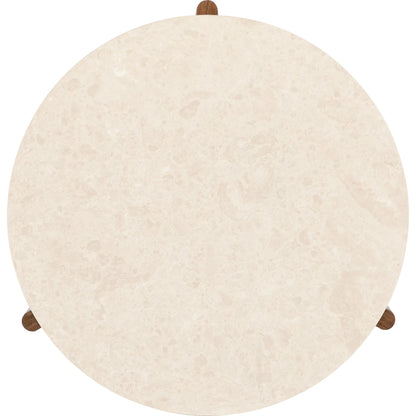 Eleana Round Cocktail Table by Hooker Furniture in light caramel, quartered walnut veneers, marble. Made from walnut veneers, marble in a modern style.