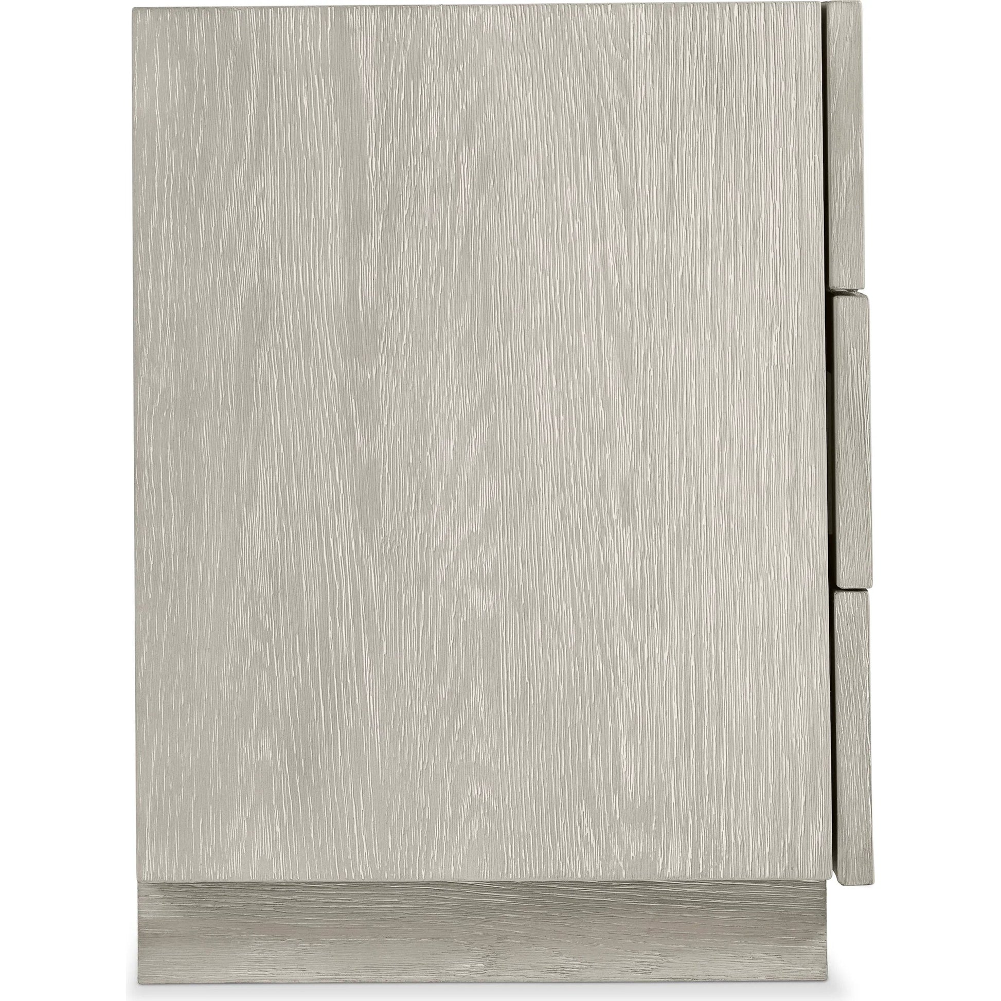 Tempo 3 Drawer Nightstand by Bernhardt in beige. Made from wood, metal in a unique style.