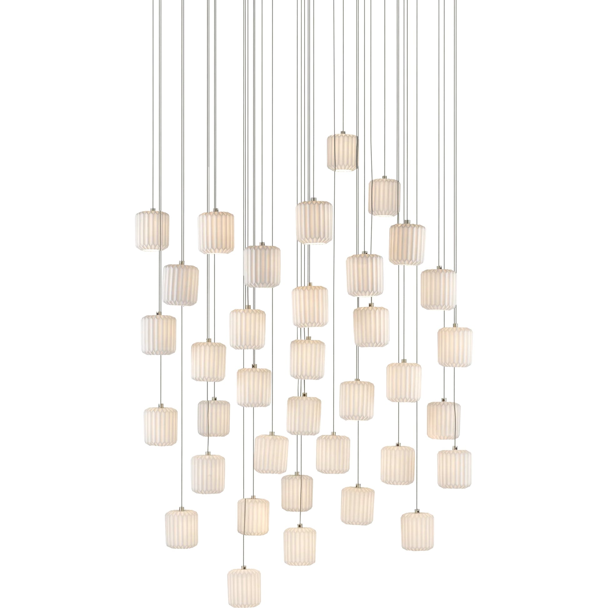 Dove Pendant by Currey and Company in painted silver, white. Made from metal, ceramic in a modern style.